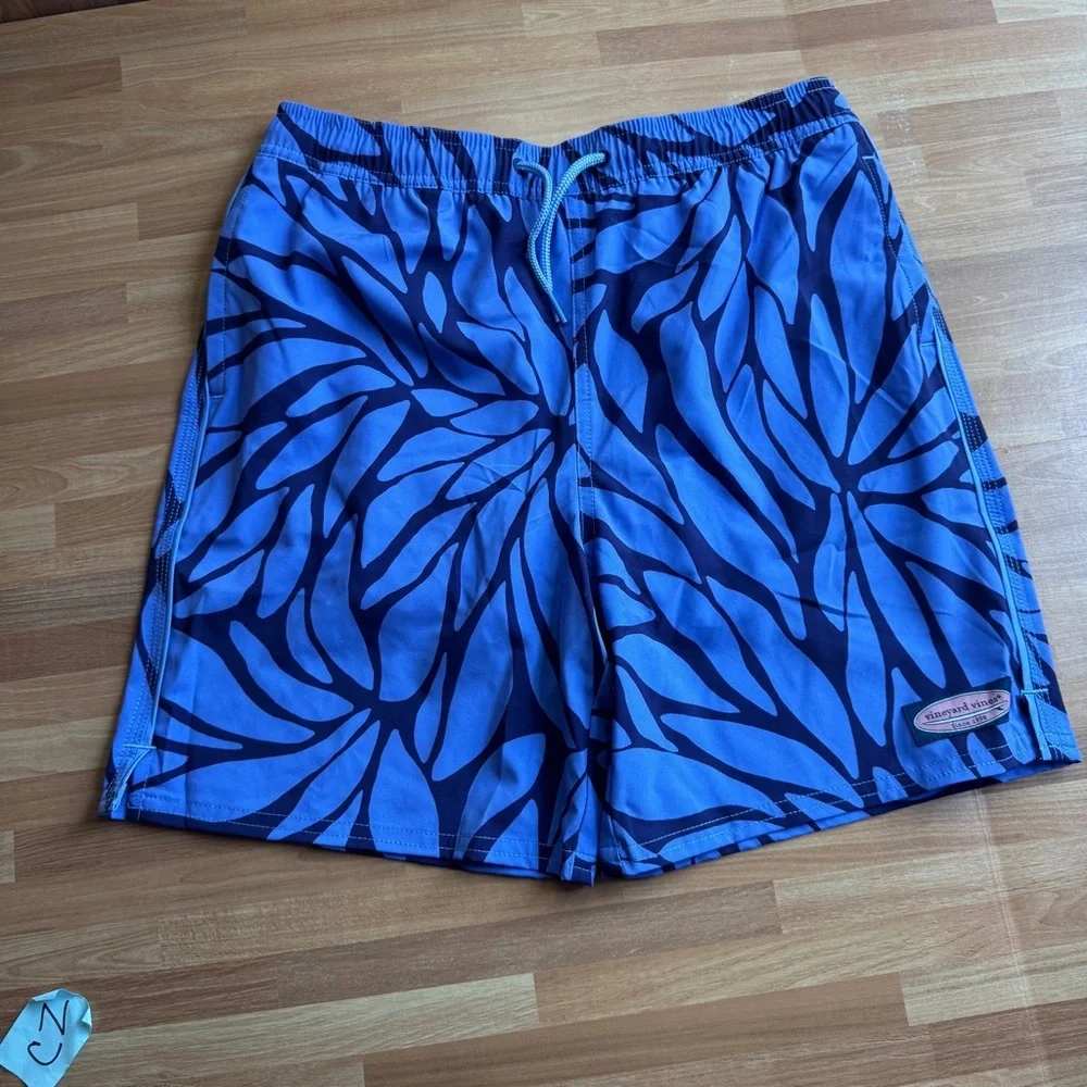 Vineyard Vines swim trunks boys 16 tropical print purple & blue nwt
